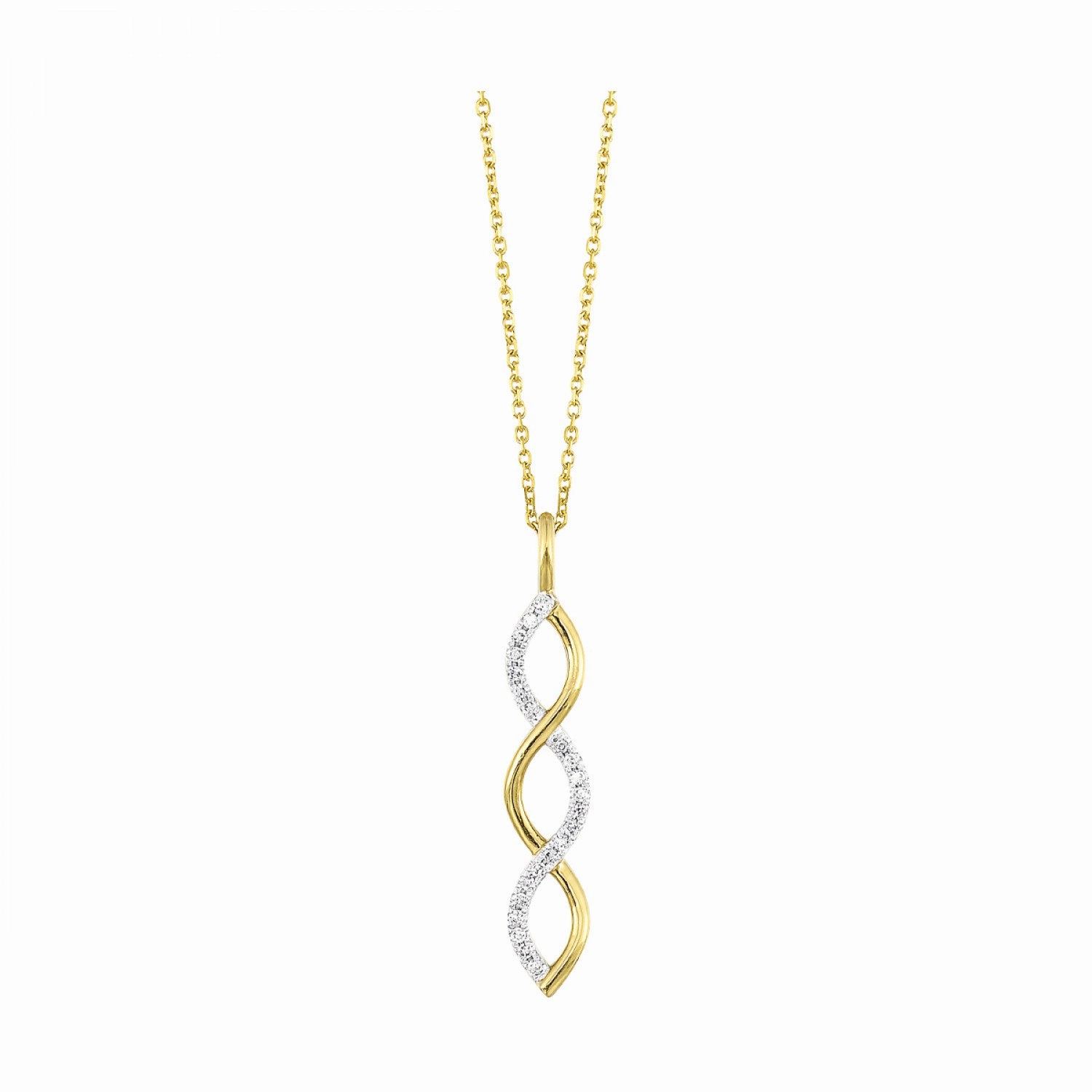 10K Yellow Gold 1/12cttw Diamond Drop Crossover Pendant Gifting Moment