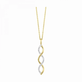 10K Yellow Gold 1/12cttw Diamond Drop Crossover Pendant Gifting Moment