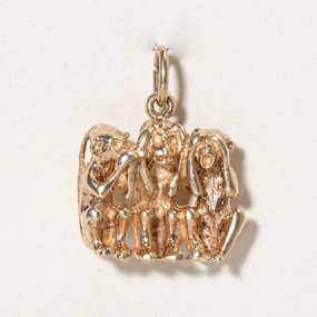 10k Yellow Gold 'Hear No Evil, See No Evil, Speak No Evil' Charm Daily Outfit Crisp Finish