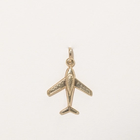 Glam Edge 10k Yellow Gold Airplane Charm