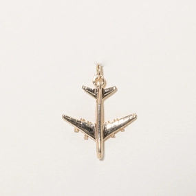 10k Yellow Gold Airplane Charm Luxury Shine