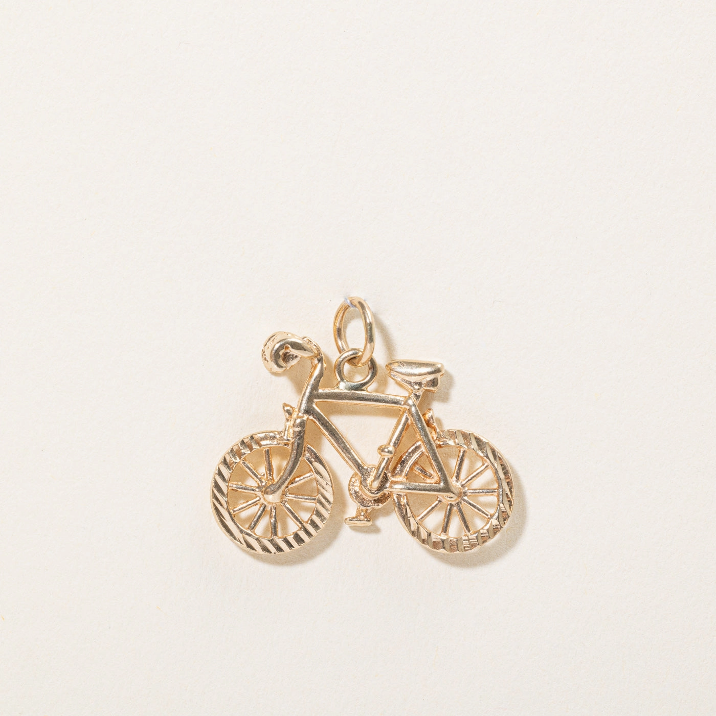 10k Yellow Gold Bicycle Charm Subtle Finish