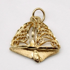 Delicate Pair Shining Accent 10k Yellow Gold Boat Charm