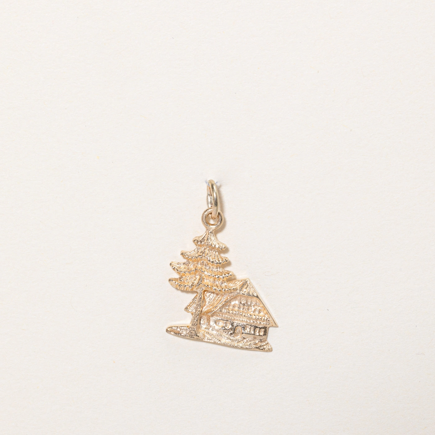 10k Yellow Gold Cabin in the Woods Charm Bold Jewelry Beach Vibes