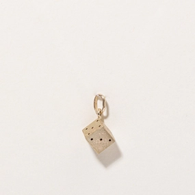 10k Yellow Gold Dice Charm Distinctive Finish Vibrant Look