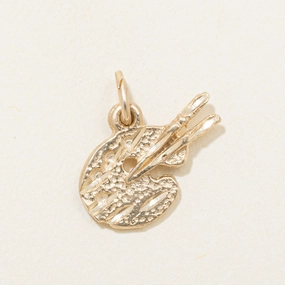 Natural Fit 10k Yellow Gold Paint Palette & Brushes Charm