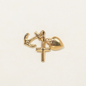 Lively Feature Fashion Treasures 10K Yellow Gold "Faith, Hope, & Charity" Charm