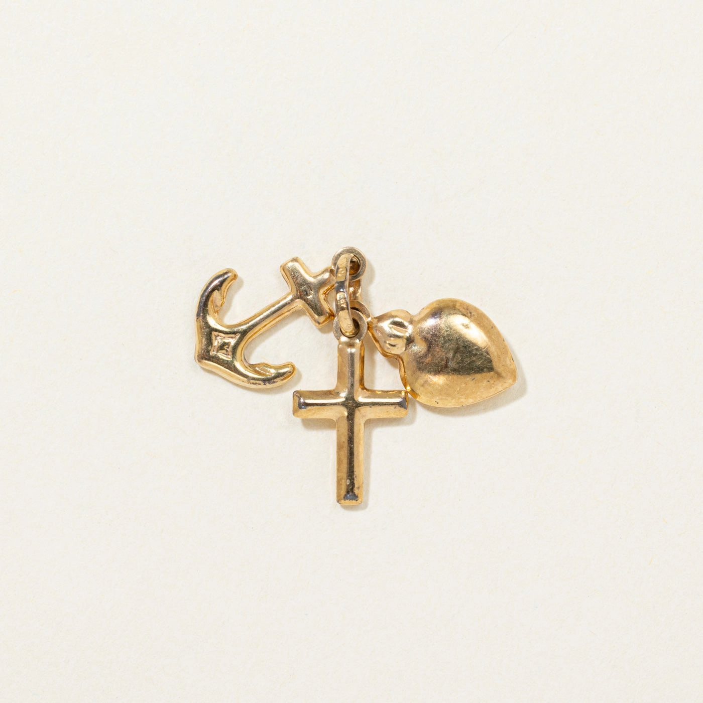 Lively Feature Fashion Treasures 10K Yellow Gold "Faith, Hope, & Charity" Charm