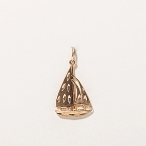 10k Yellow Gold Sailboat Charm Gleaming Edge