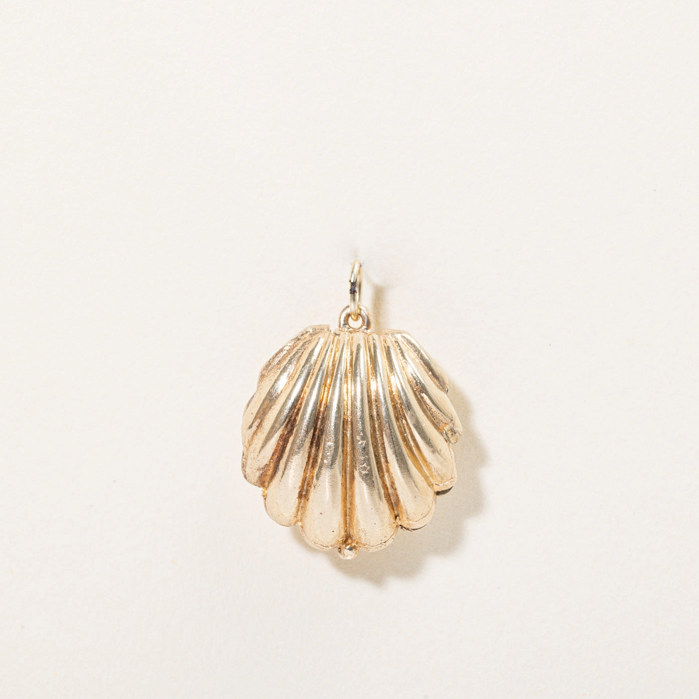 10k Yellow Gold Seashell Locket Crisp Detail Shiny Detail