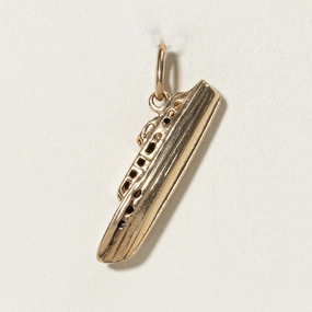 10k Yellow Gold Ship Charm | Delicate Frame Shiny Embellishment