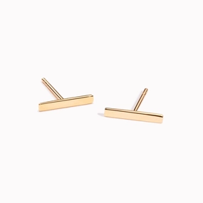 14k Gold Bar Earrings Elegant Look