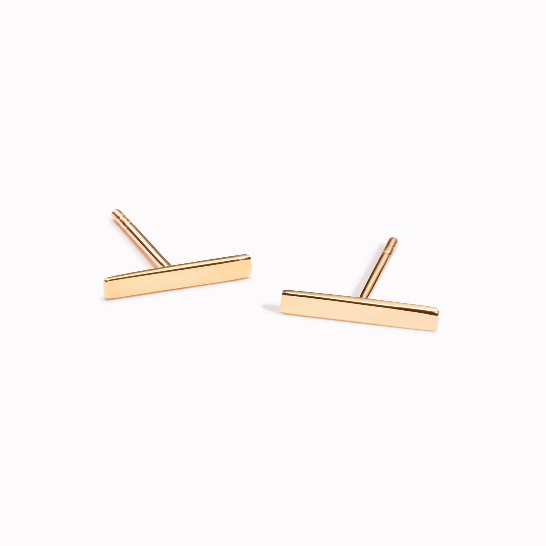 14k Gold Bar Earrings Elegant Look