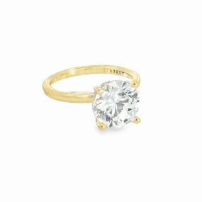 Cozy Look 14K Round Diamond Engagement Ring with Accenting Diamonds