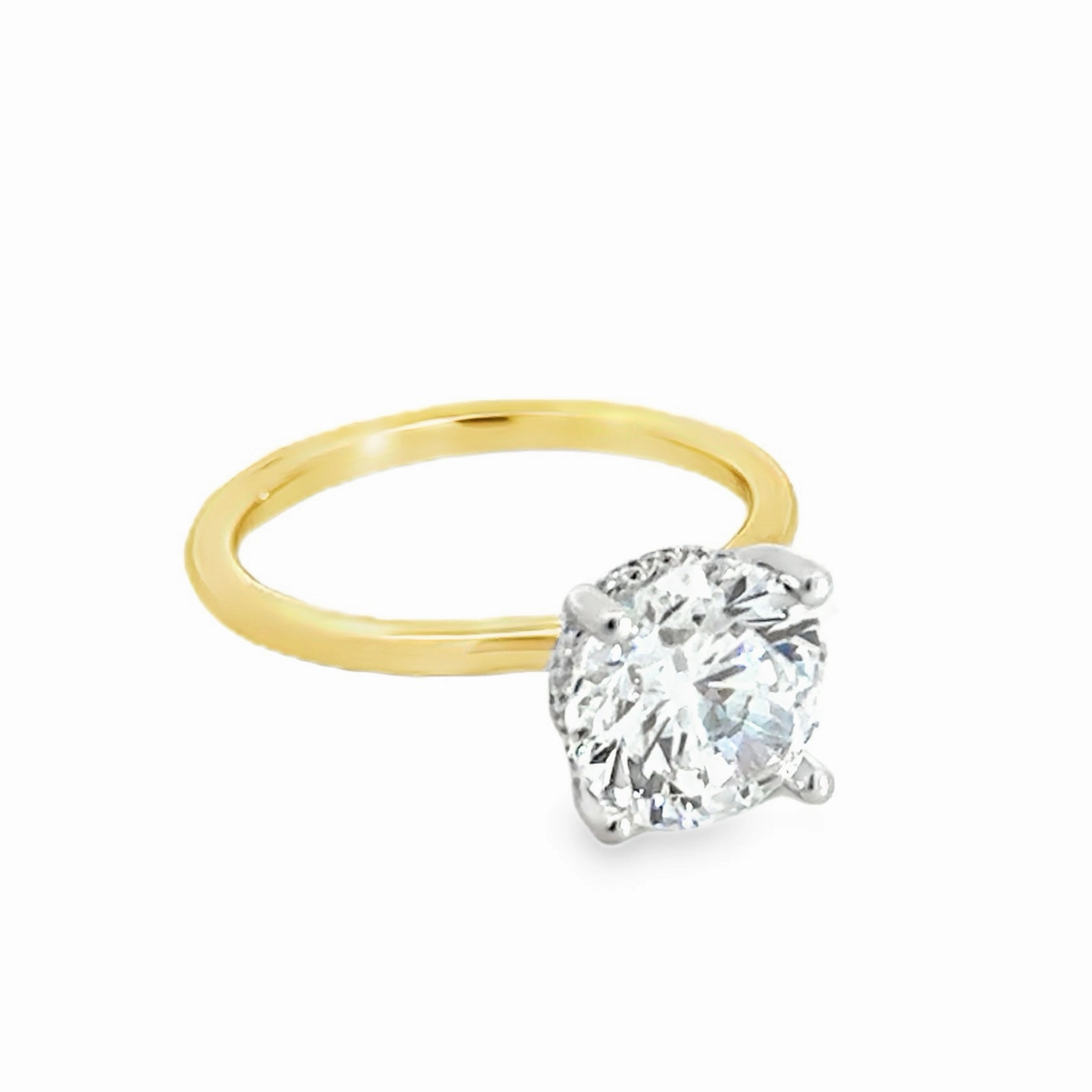 Gleaming Sparkle Custom Gifts 14K Two Tone Diamond Engagement Ring with Accent Diamonds