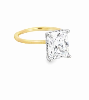 Minimal Chic Custom pieces 14K Two Tone Radiant Cut Diamond Engagement Ring with Accenting Diamonds