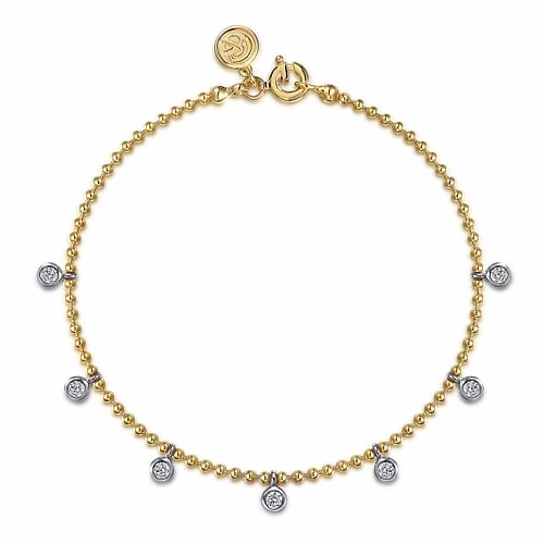 14K White and Yellow Gold Bujukan White Sapphire Droplet Bracelet Accent Focus Creative Touch