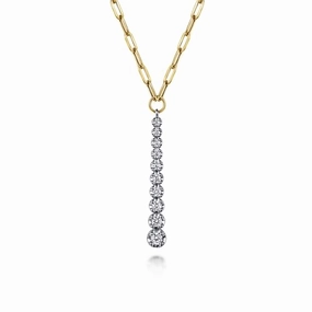 Evening Collection 14K White and Yellow Gold Diamond Vertical Bar Link Necklace