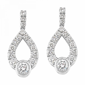 14K White Gold 1/2cttw Diamond Rhythm Of Love Dangle Stud Earrings Radiant Radiance
