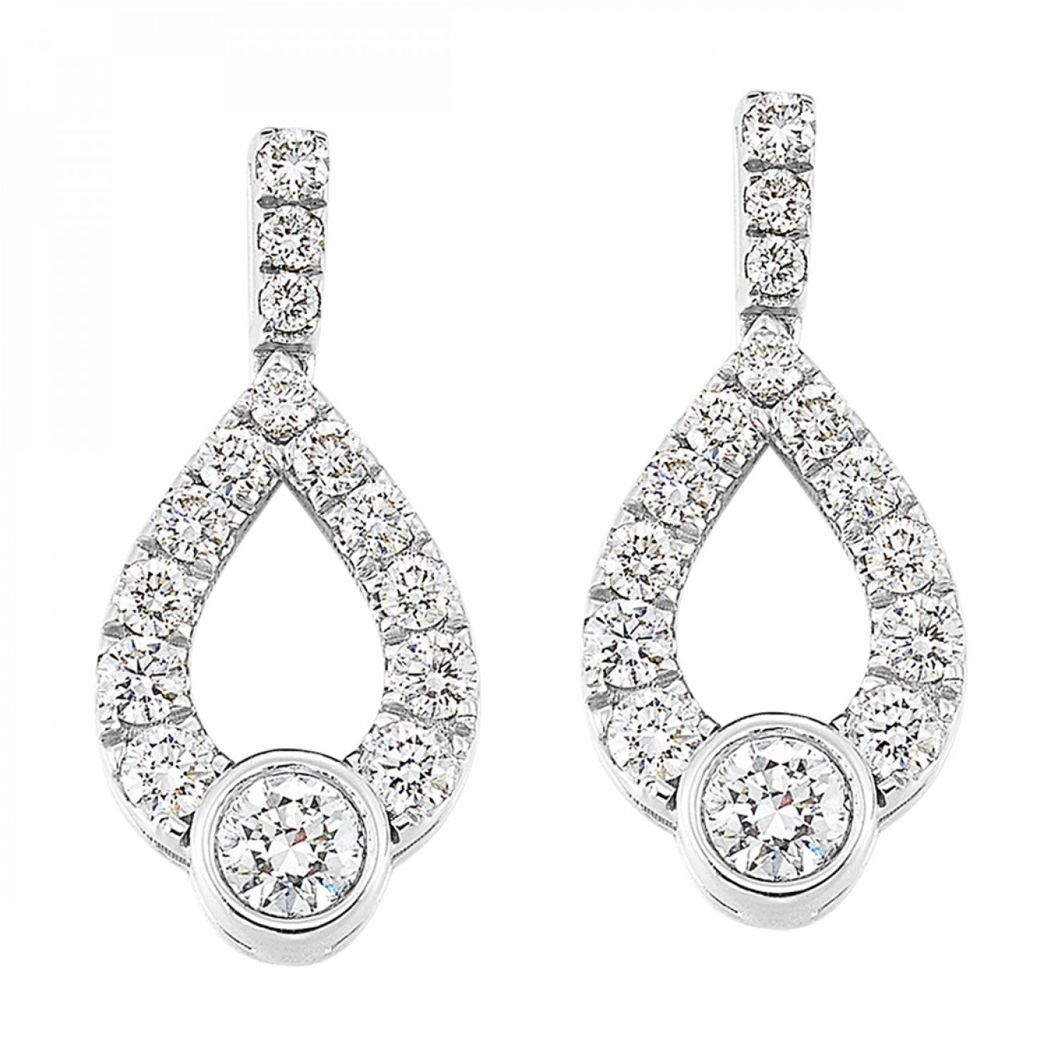 Ornate Decor Sturdy Accessory 14K White Gold 1/2cttw Diamond Rhythm Of Love Dangle Stud Earrings