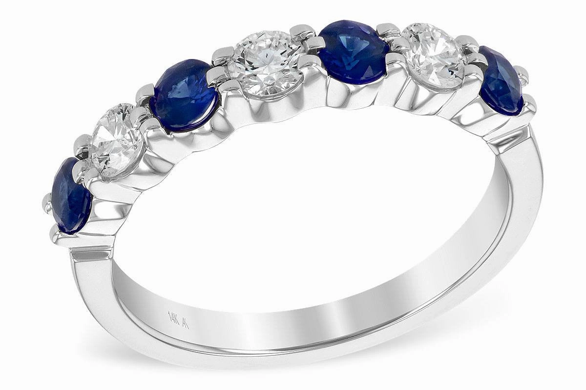 14K White Gold Blue Sapphire Prong Set 1cttw Diamond Ring Elegant adornment Beautiful Jewelry