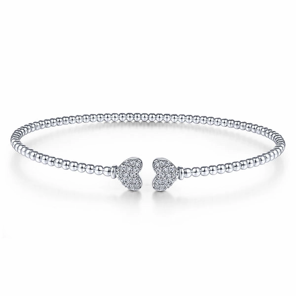 14K White Gold Bujukan Diamond Hearts Split Bangle Vogue Feature
