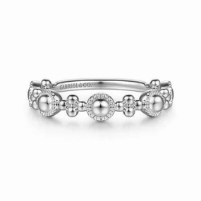 14K White Gold Bujukan Station Delicate Stackable Ring Special Style