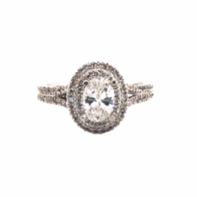 14K White Gold Diamond Double Halo Engagement Ring Precious Jewelry