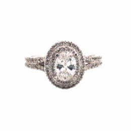 14K White Gold Diamond Double Halo Engagement Ring Precious Jewelry