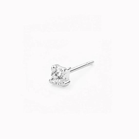 14k White Gold Diamond Stud Earring 2.5mm - Aria (Single) Radiant Accessories Romantic Event