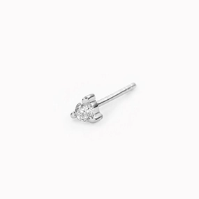 14k White Gold Diamond Stud Earring 2mm - Aria (Single) Glam Choice Dramatic Look