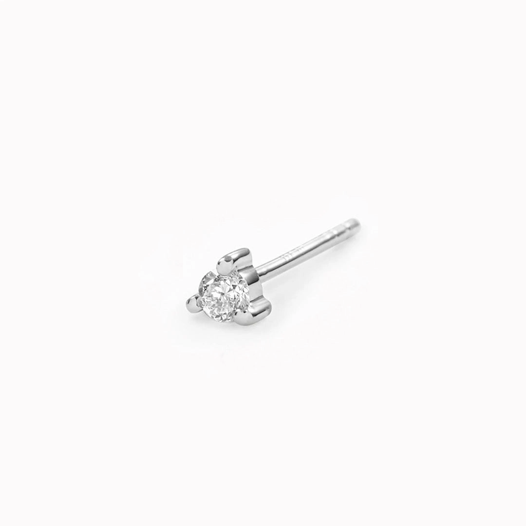 14k White Gold Diamond Stud Earring 2mm - Aria (Single) Refined Choice