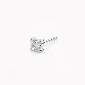 Graceful Lines 14k White Gold Diamond Stud Earring 3mm - Aria (Single)