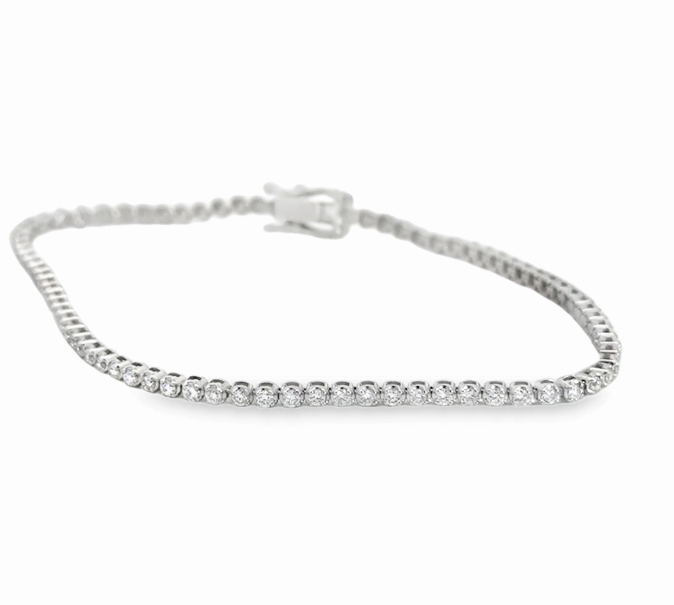Dazzle Factor Vibrant Form 14K White Gold Diamond Tennis Bracelet - 1.28 Carats