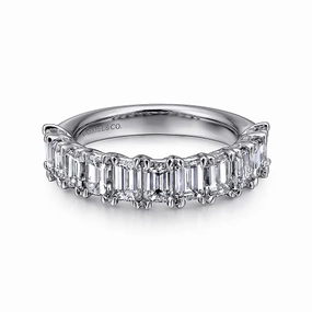 14K White Gold Emerald Cut 11 Stone Prong Set Diamond Anniversary Band - 2.65 ct Shine Appeal Charming Piece