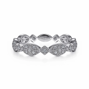 daily accessory Balanced Form 14K White Gold Marquise Station Cluster Diamond Stackable Ring