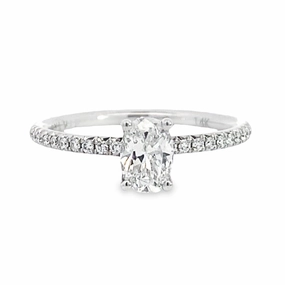 14K White Gold Oval Cut Diamond Engagement Ring Gift Choice