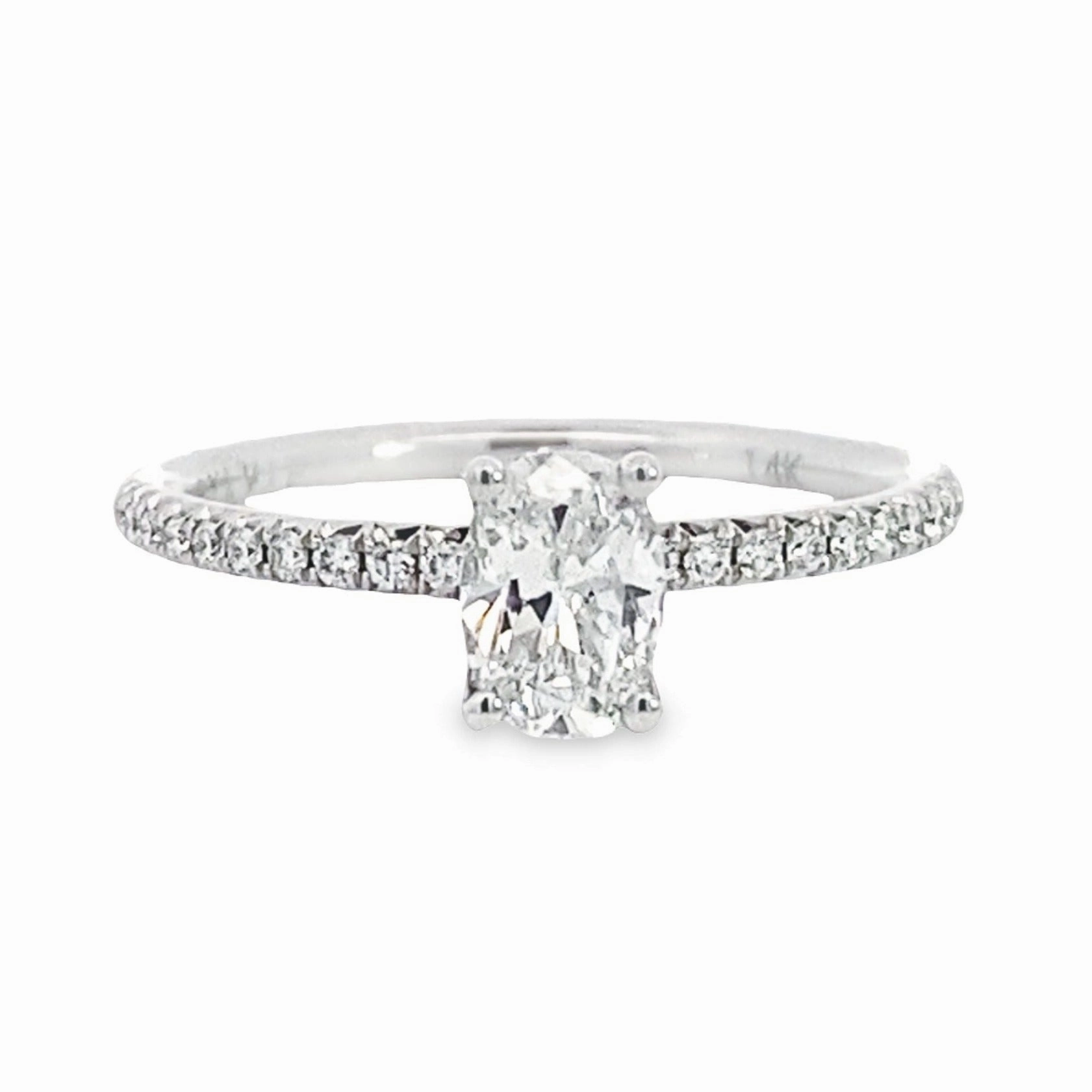14K White Gold Oval Cut Diamond Engagement Ring Gift Choice