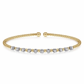 Romantic Edge Refined Choice 14K White-Yellow Gold Bujukan Diamond Split Bangle
