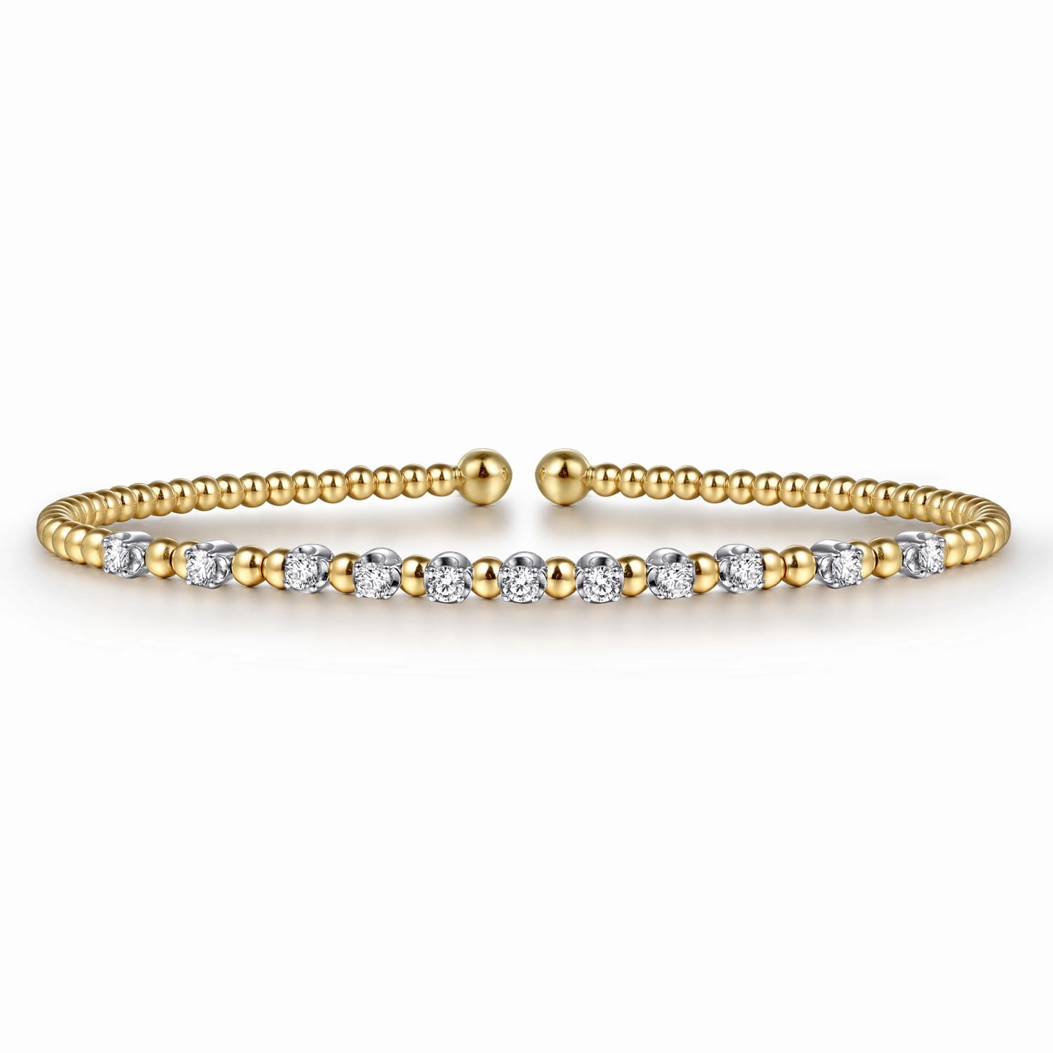 City Style 14K White-Yellow Gold Bujukan Diamond Split Bangle
