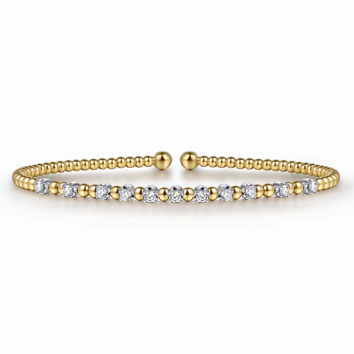 Event Style Bold Radiance 14K White-Yellow Gold Bujukan Diamond Split Bangle