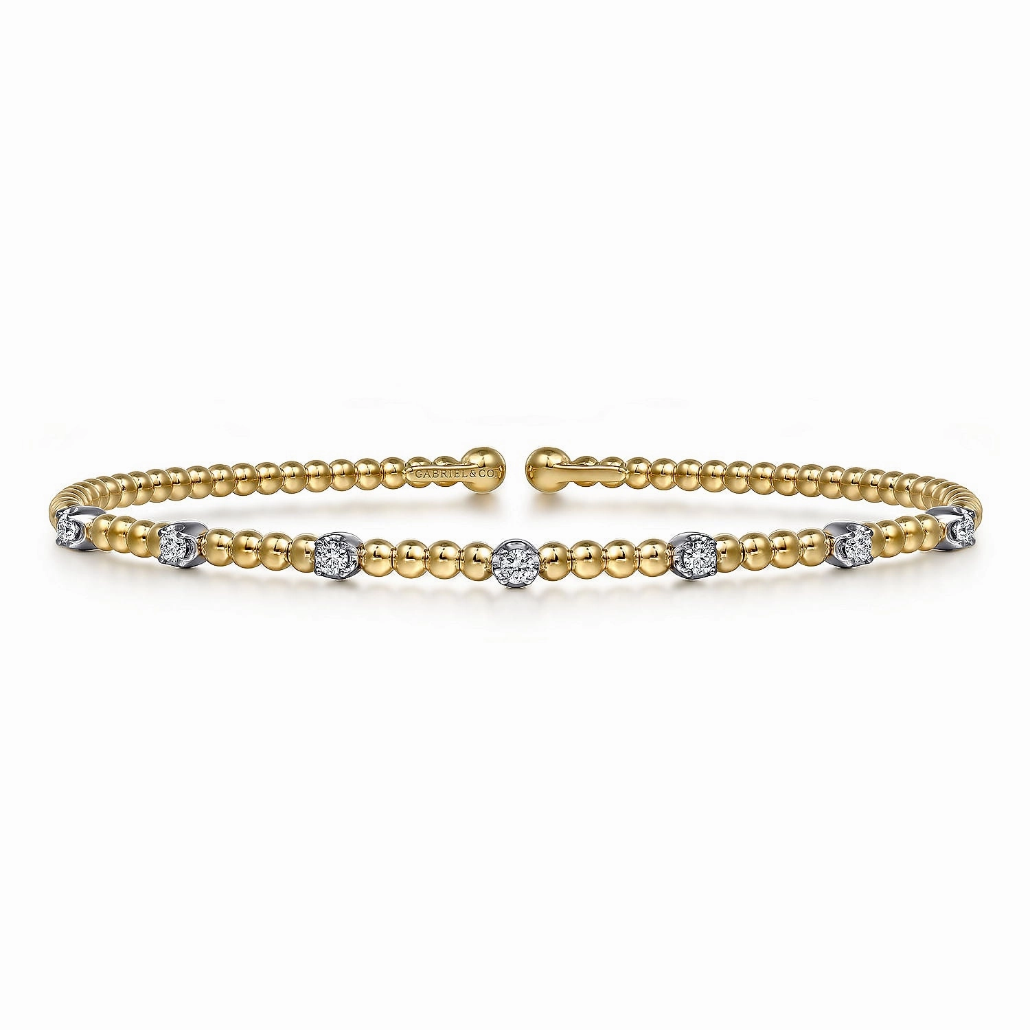 14K White-Yellow Gold Bujukan Diamond Stations Bangle Entire Fusions Stellar Reputation
