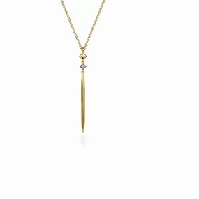 Evening Wear Dynamic Highlight 14K Yellow Gold .02cttw Diamond & Spike Drop Pendant