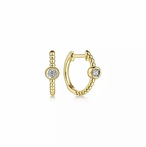 Minimal Daywear 14K Yellow Gold .08cttw Diamond Bujukan Huggie Earrings