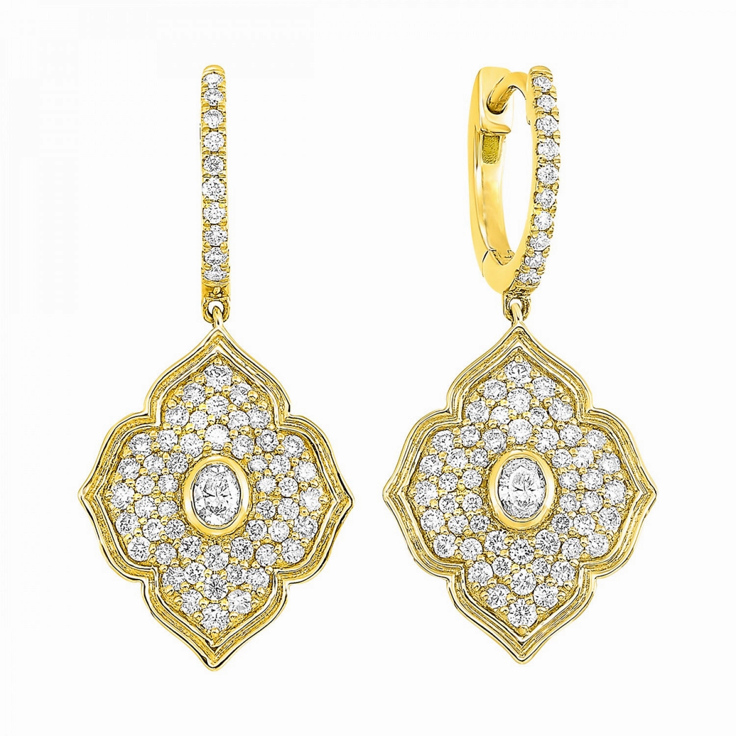 Custom Styling 14K Yellow Gold 1cttw Diamond Dangle Huggie Style Earrings