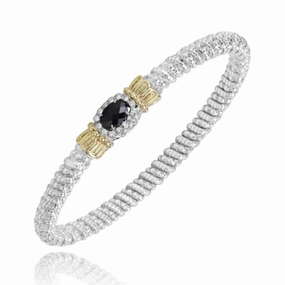 Everyday Set Contemporary Layer 14K Yellow Gold and Sterling Silver Diamond Bangle Bracelet