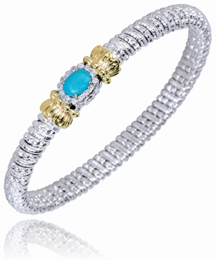 Pure Highlight 14K Yellow Gold and Sterling Silver Diamond Bangle Bracelet