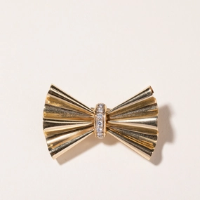 14k Yellow Gold Bow Design Diamond Brooch | 0.28ctw | Premium Feel Charming Accessories