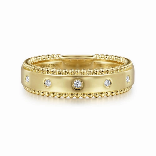 Neutral Vibe 14K Yellow Gold Bujukan Diamond Bezel Wide Stackable Ladies Ring