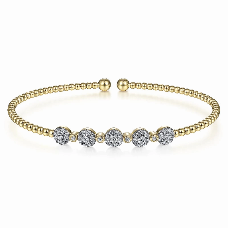 14K Yellow Gold Bujukan Diamond Split Bangle Daily Detail Subtle Pop